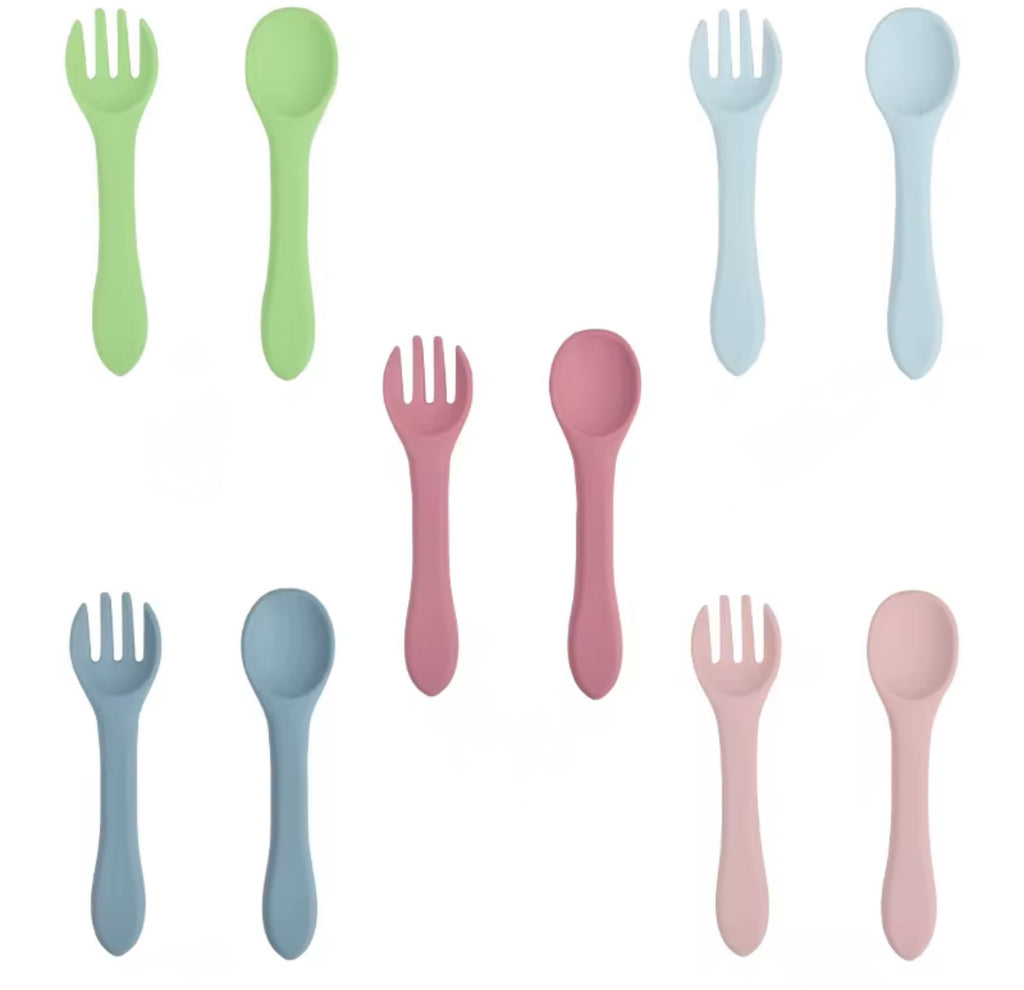 Set de Cuillères & Fourchettes pour Bébé – Silicone Souple | Alyanna Baby